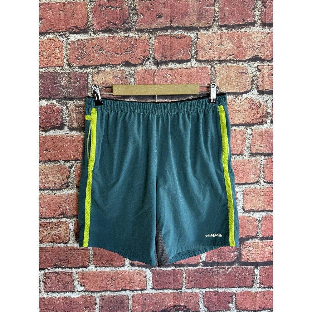 Patagonia Strider Pro Running Shorts Mens M Green 7" Zipper Pocket Liner